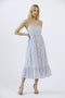 Blue Floral Button Front Sleeveless Midi Dress