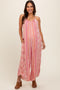 Coral Floral Striped Asymmetrical Maternity Jumpsuit