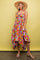 Orange Floral Smocked Sleeveless Midi Dress