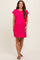Fuchsia Ribbed Ruffle Sleeve Maternity Dress