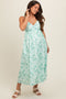 Mint Green Floral Eyelet V-Neck Maternity Midi Dress