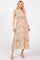 Ivory Watercolor Floral Ruffle Accent Midi Dress