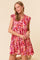 Red Printed Ruffle Sleeve Dress
