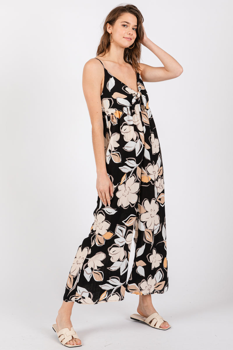 Made in USA Bebe Black Floral Tie Front Top - X-Small