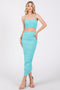 Aqua Rhinestone Crop Top and Skirt Set
