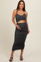 Charcoal Rhinestone Crop Top and Skirt Maternity Set