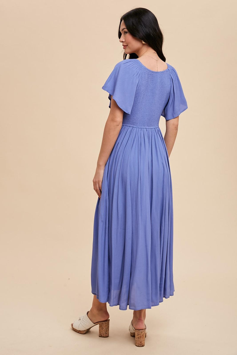 (4p. pack) Blue Printed Sleeveless Midi Dress - V9