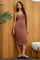 Rust Striped Racerback Henley Midi Dress