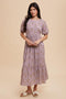 Lavender Floral Textured Tied Open Back Maxi Dress