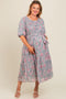 Mint Green Floral Chiffon Smocked Maternity Plus Midi Dress