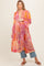 Pink Floral Paisley Metallic Striped Tie Front Maternity Cover Up