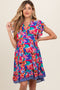 Blue Multicolor Ruffle Accent Maternity Dress