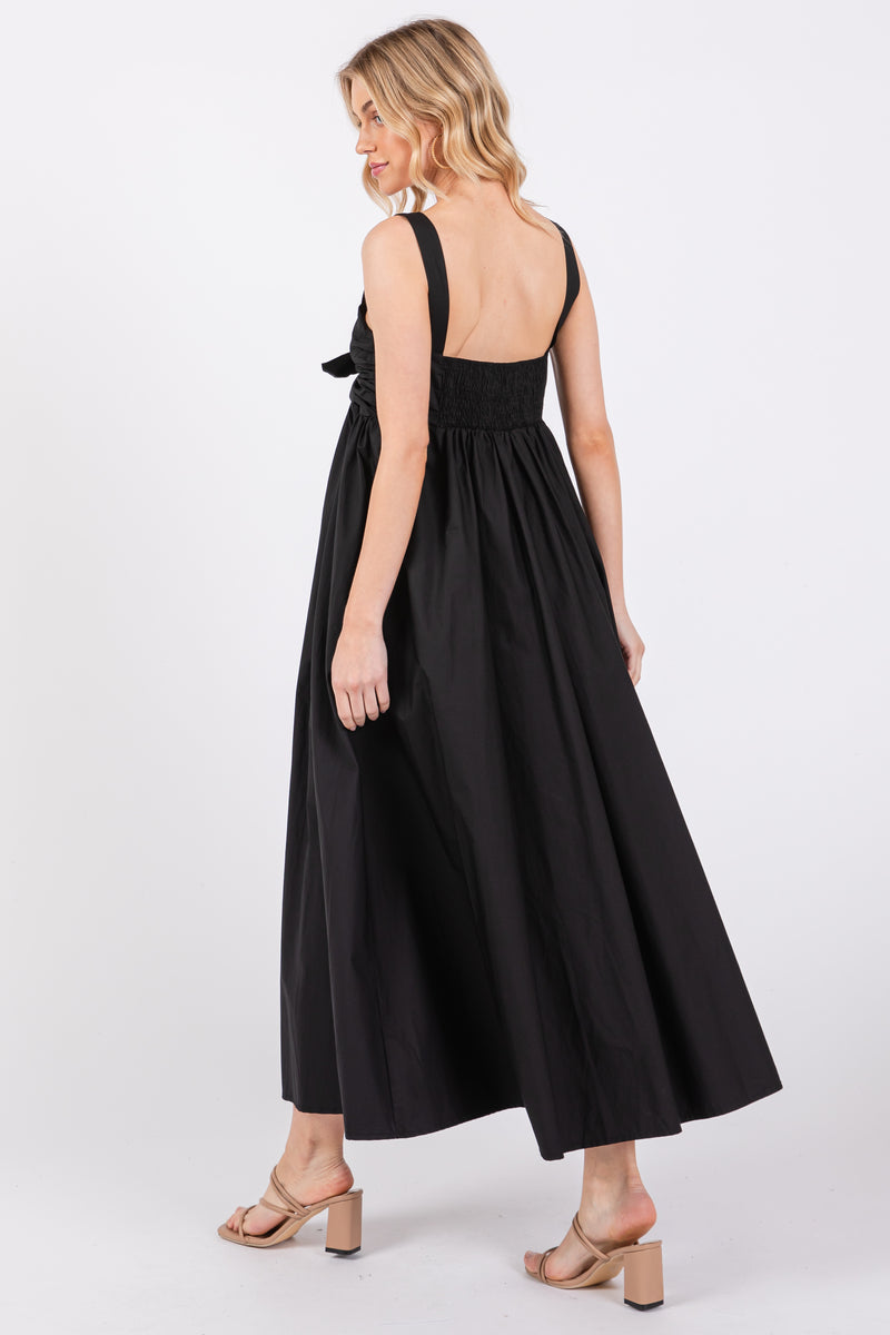 Dea Midi Dress With Tie Up Belt in Black White main image 1
