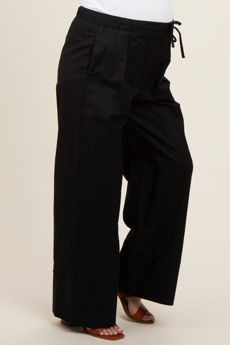Maternity Pintuck Tapered Fit Pants-Black