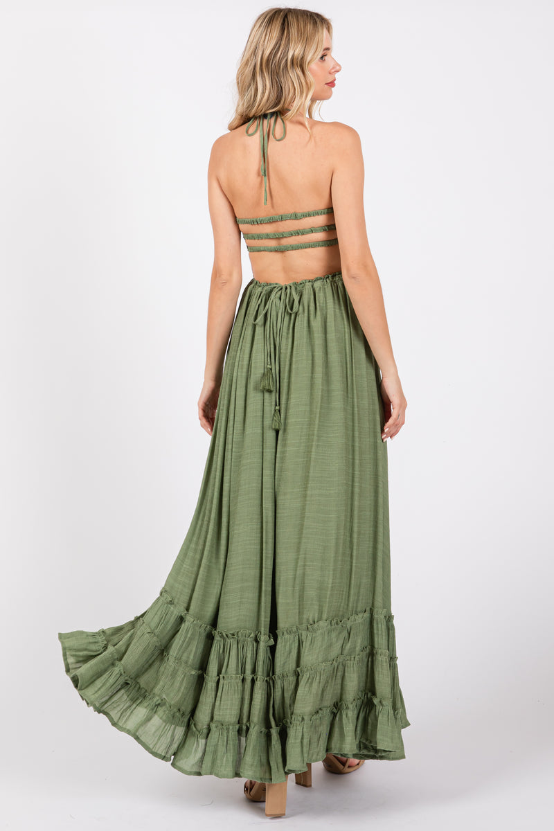 Smocked Halter Maxi Dress