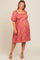 Mauve Textured Floral Square Neck Puff Sleeve Maternity Plus Dress
