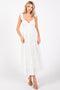 White Textured Tiered Midi Dress