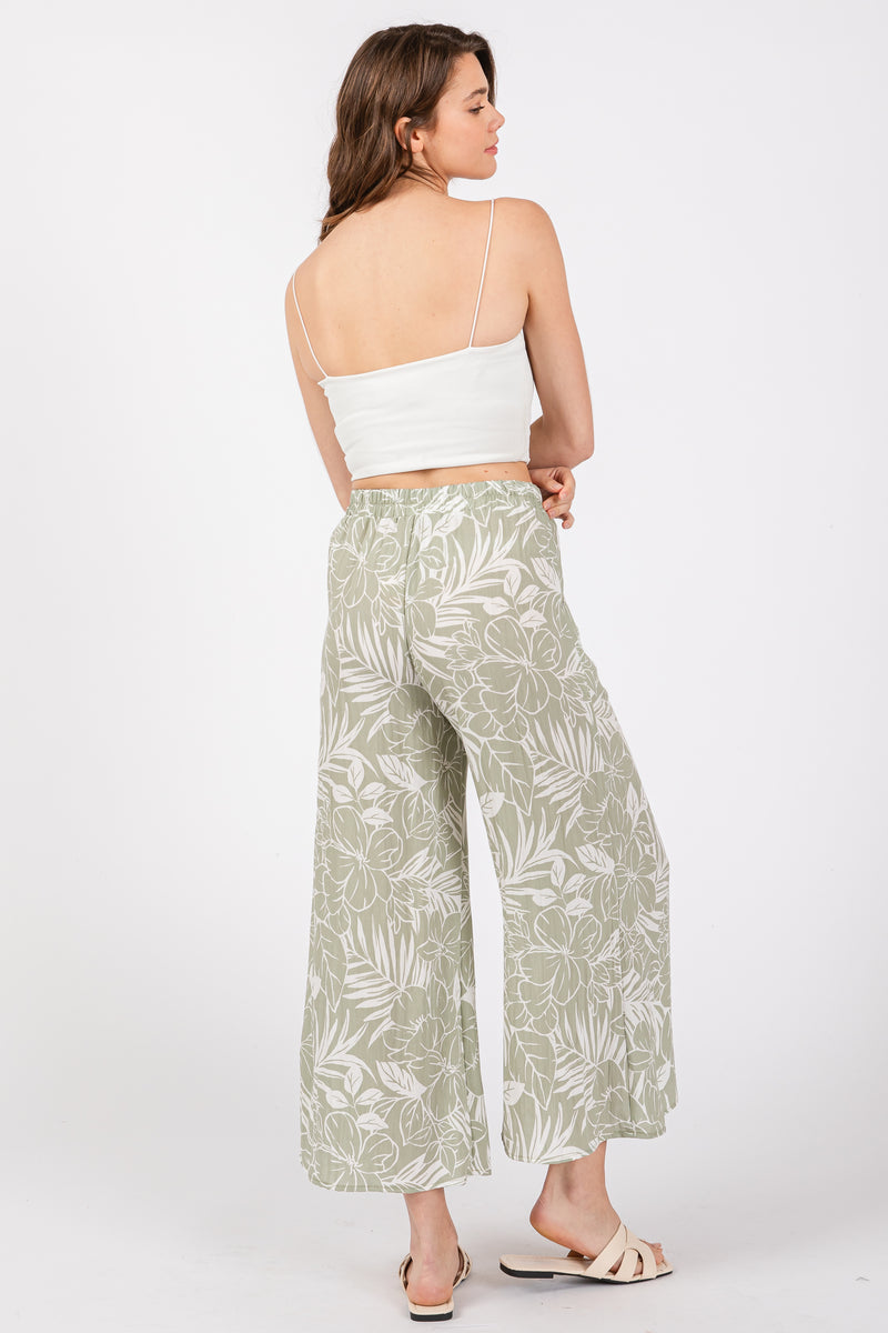 Olive High Rise Wide Leg Pants main image 0
