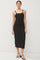 Black Knit Open Tie Back Midi Dress