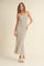 Cream Striped Pattern Sleeveless Knitted Long Dress
