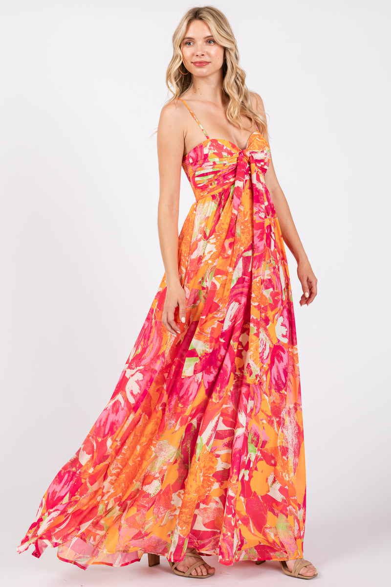 FLORAL PRINT (FUCHSIA) MAXI DRESS main image 1