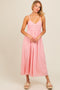 Pink V-Neck Crochet Top Midi Dress