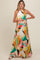 Multicolor Abstract Print Halter Maternity Maxi Dress