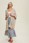 Cream Drop Shoulder Side Pocket 3/4 Sleeve Cardigan