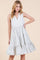 Off White Vertical Striped V Neck Sleeveless Midi Dress