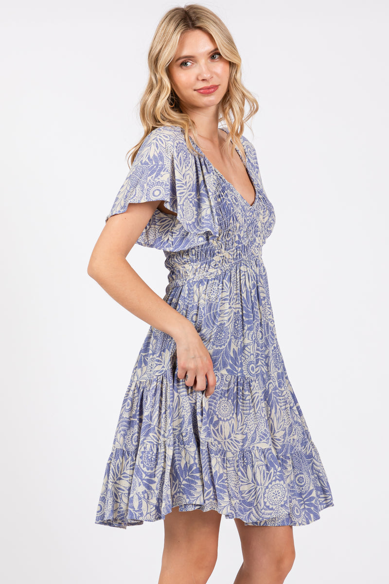 Essentials Blue Smocked Gown main image 0