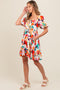 Multicolor Floral Puff Sleeve Dress