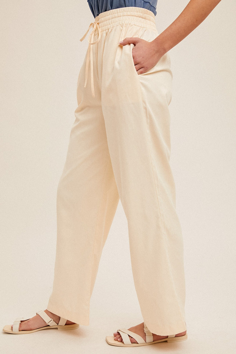 Full Size Pocketed Drawstring Wide Leg Pants main image 1
