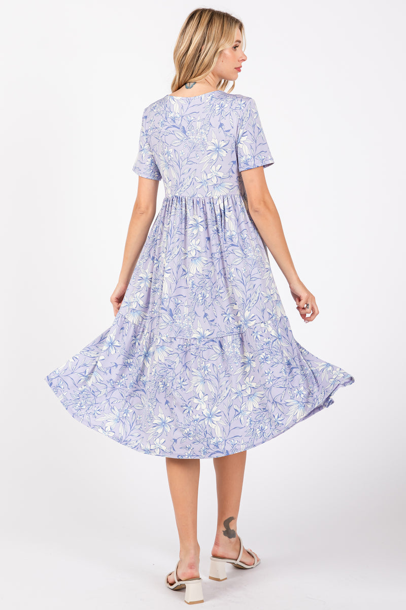 TINTED FLORAL MIDI  DRESS