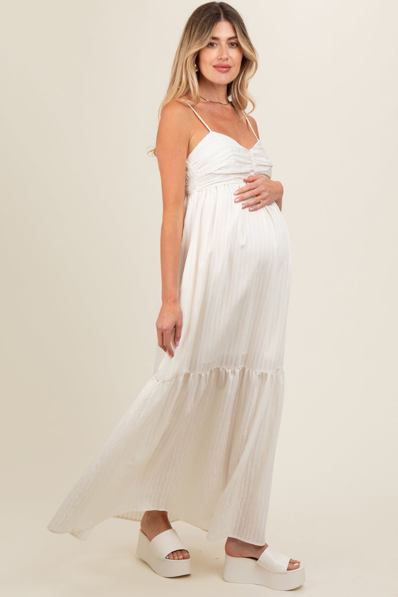 Women Cream Printed Maternity Dress