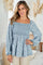 Blue Floral Empire Waist Blouse