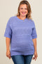 Periwinkle Crochet Knit Short Sleeve Sweater Maternity Plus Top