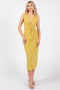 Lime Collared Sleeveless Twist Knit Midi Dress