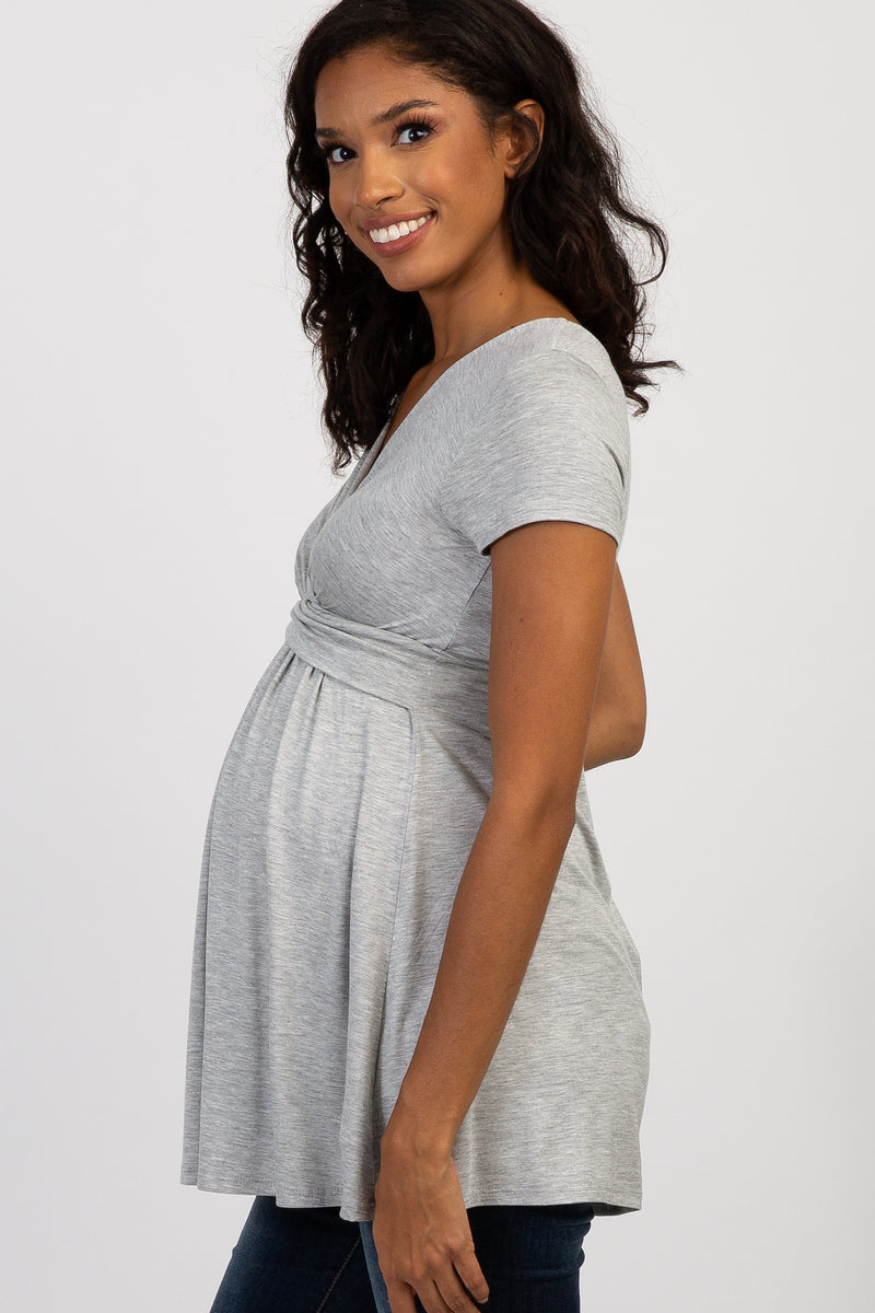 PinkBlush Red Draped Front Maternity/Nursing Top
