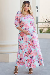 Mint Daisy Plus Maternity/Nursing Maxi Wrap Dress