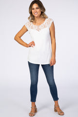 Ivory Solid Lace Accent Top