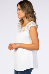 Ivory Solid Lace Accent Top