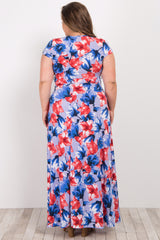 Lavender Floral Short Sleeve Plus Maternity/Nursing Wrap Maxi Dress