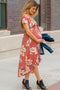 Rust Floral Hi-Low Maternity Wrap Dress