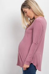 Pink Basic Long Sleeve Maternity Top
