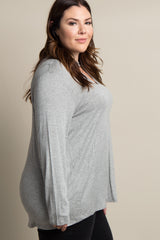 Heather Grey Solid Cutout Front Plus Top