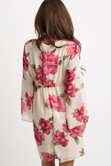 PinkBlush Ivory Floral Chiffon Wrap Dress