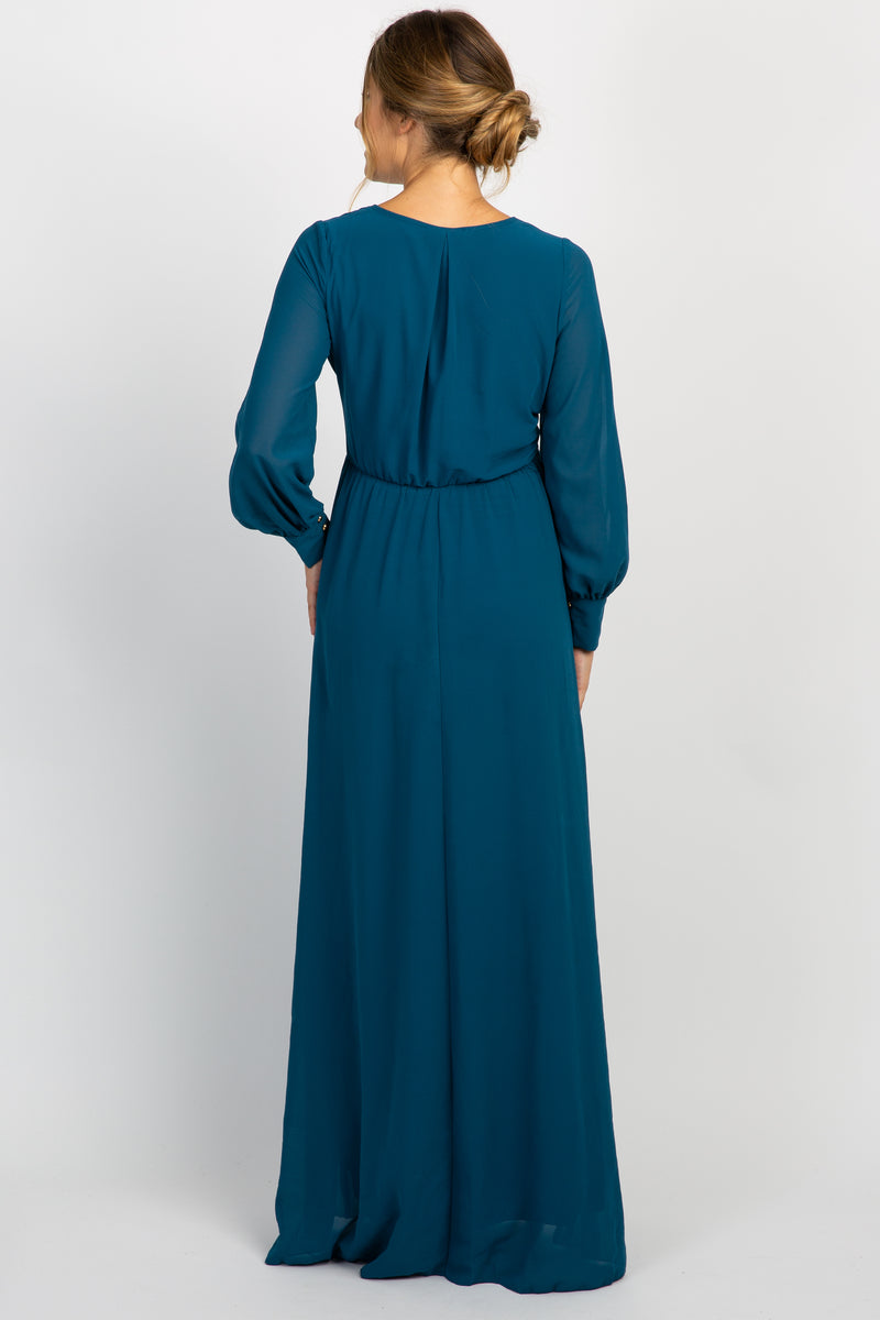 flowy maternity dress HATCH Collection The Dani in Green 122cm;l Momyknows Ruffle Ruched High Waist