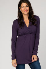 Purple Long Sleeve Maternity/Nursing Top