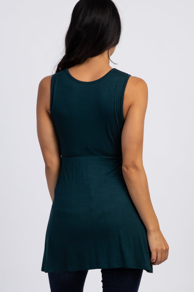 PinkBlush Forest Green Sleeveless Draped Front Nursing Top