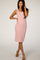 Pink Flounce Sleeve Ribbed Dress